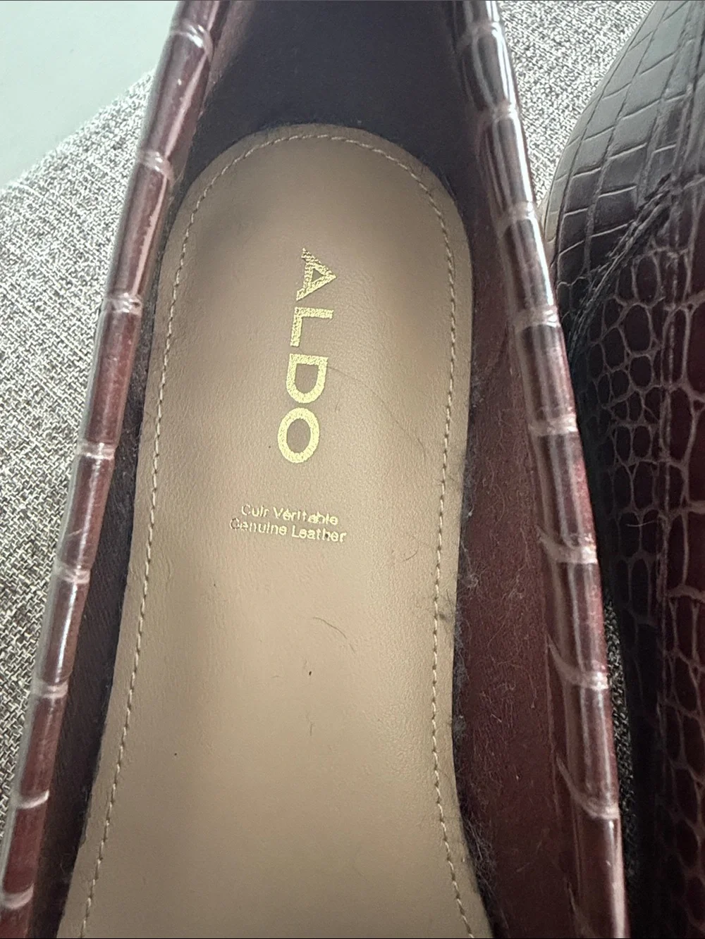 Aldo flex Brown Croc-Embossed Leather Loafers for Women size 6 36